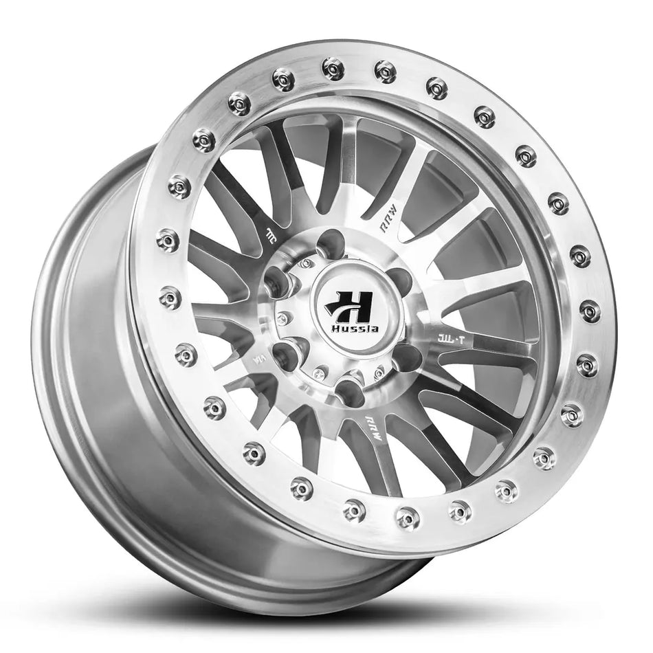 HUSSLA RIDGE BEADLOCK 17X8 6X139.7 5 SILVER MACHINED FACE WITH MACHINED RING AND CH BLTS