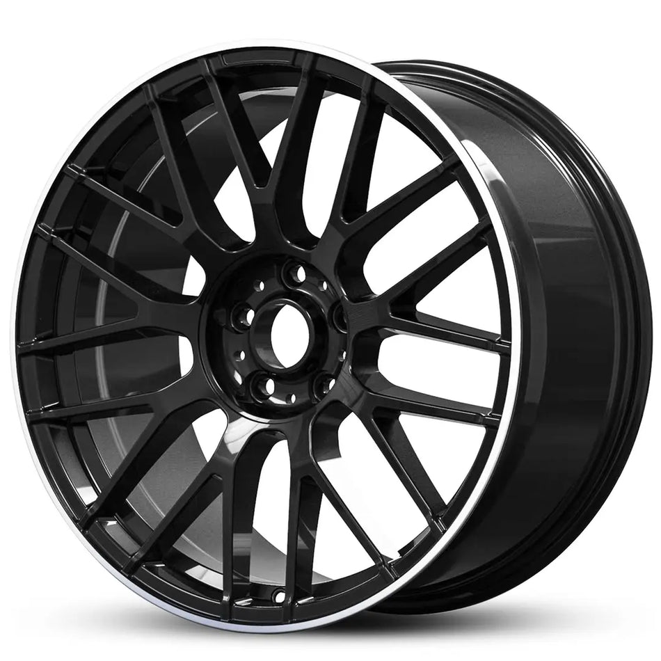 EURO SPEC REPLICA MESH 851 19X8.5 5X112 43 GLOSS BLACK MACHINED LIP