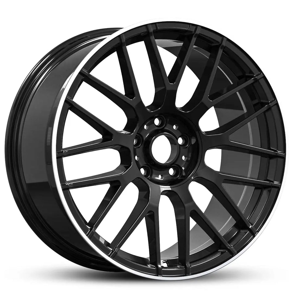 EURO SPEC REPLICA MESH 851 19X8.5 5X112 43 GLOSS BLACK MACHINED LIP