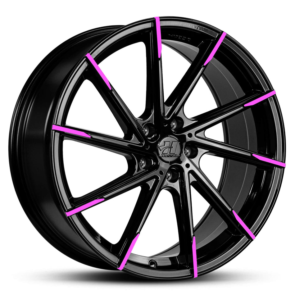 HUSSLA ALZ 20X10 adjustable 15 GLOSS BLACK WITH BRIGHT PINK TIPS