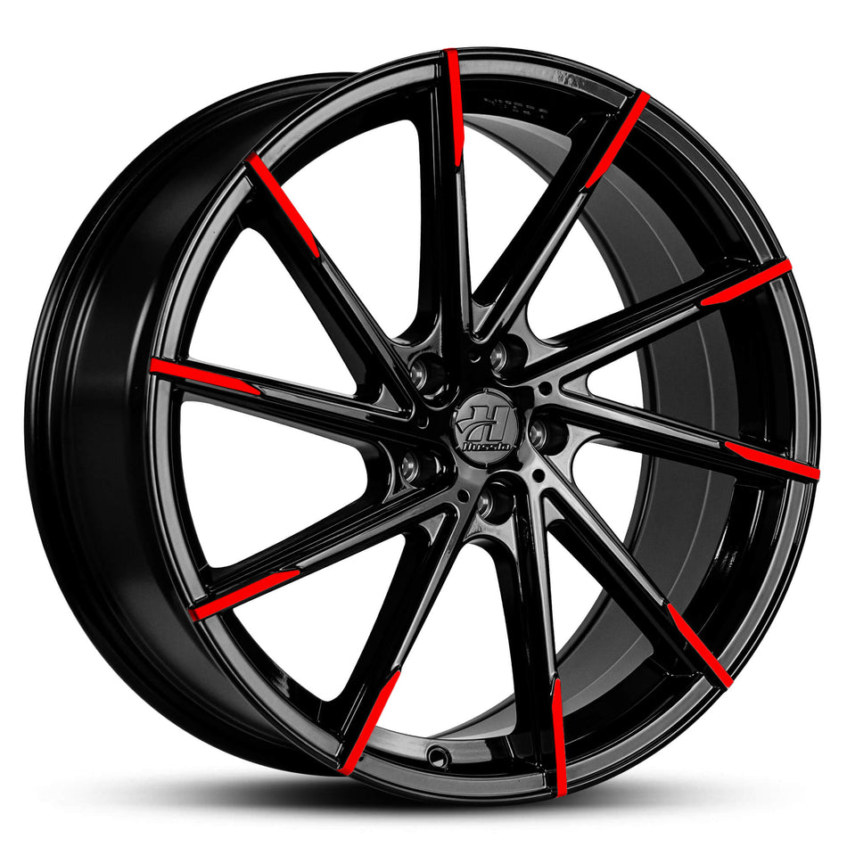 HUSSLA ALZ 20X10 adjustable 15 GLOSS BLACK WITH RED TIPS