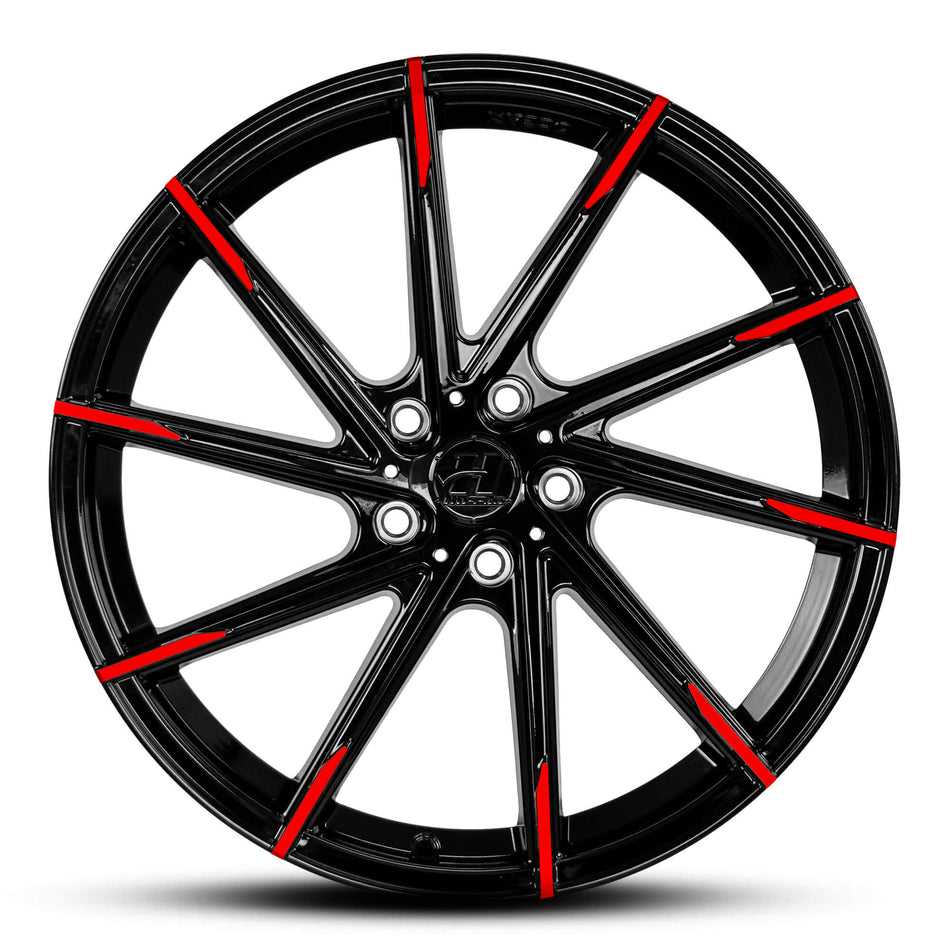 HUSSLA ALZ 20X10 adjustable 15 GLOSS BLACK WITH RED TIPS