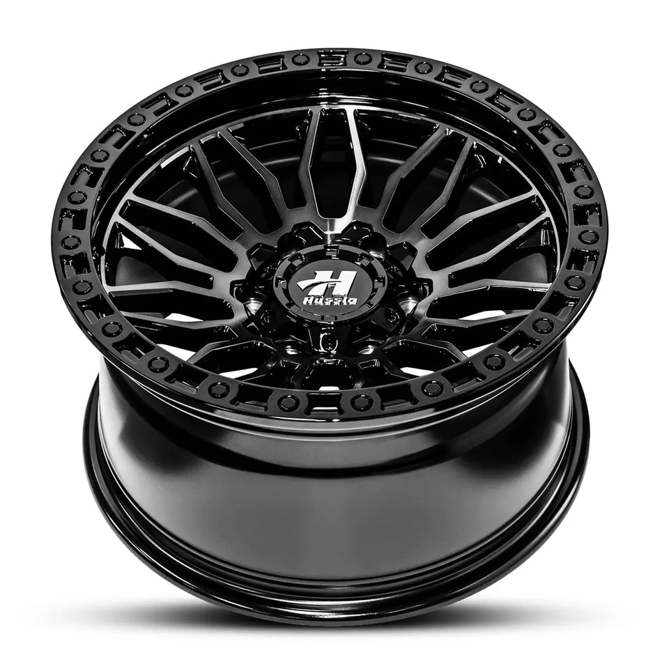 HUSSLA BULLY 17X9 6X139.7 5 GLOSS BLACK DARK TINT FACE BLACK LIP