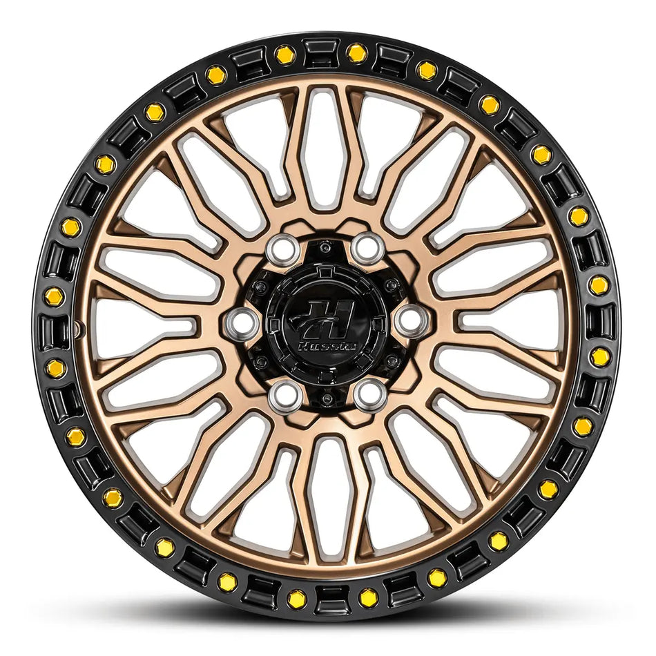HUSSLA BULLY 17X9 6X139.7 5 GLOSS BRONZE CENTER SATIN BLACK LIP