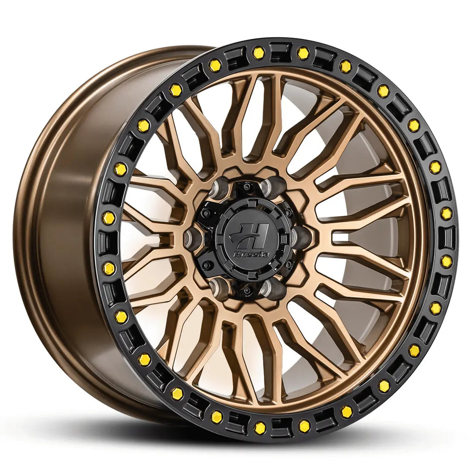 HUSSLA BULLY 17X9 6X139.7 5 GLOSS BRONZE CENTER SATIN BLACK LIP