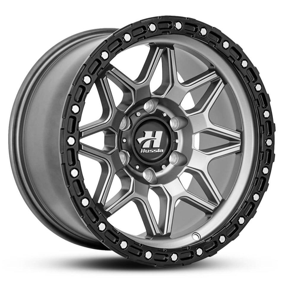 HUSSLA CADET 17X9 6X139.7 5 MATTE GREY MATTE BLACK LIP