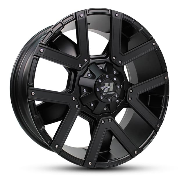HUSSLA CAMO 17X9 6X139.7 30 SATIN BLACK BLACK INSERTS