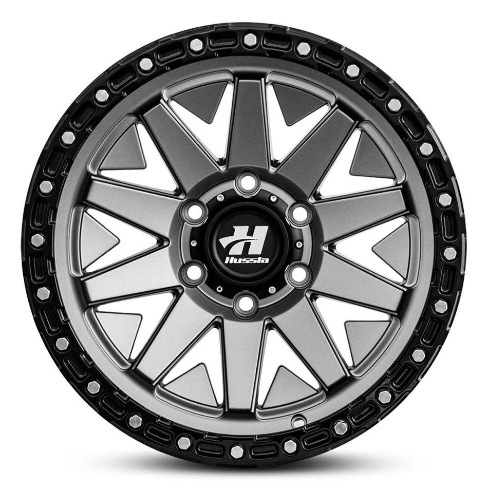 HUSSLA COMRADE  17X9 6X139.7 5 MATTE GREY MATTE BLACK LIP