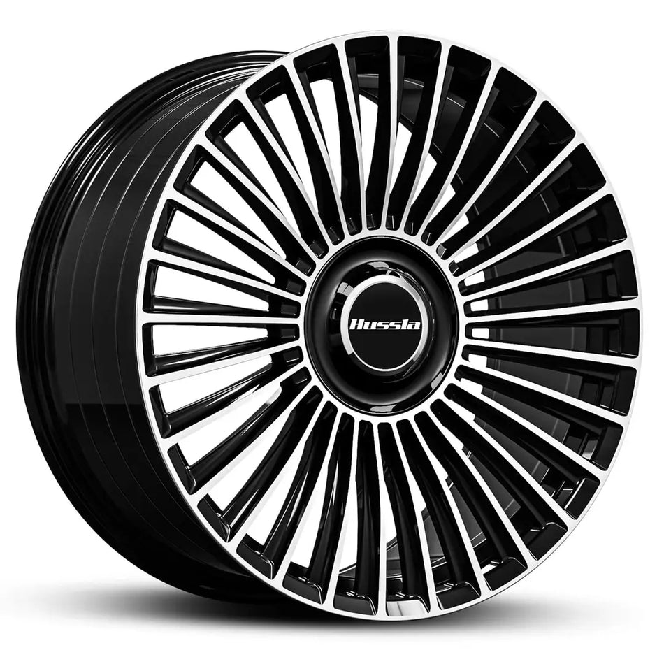 HUSSLA DUBAI WITH INFINITY FLOATING CAP 24X10 adjustable 20 GLOSS BLACK MACHINED FACE