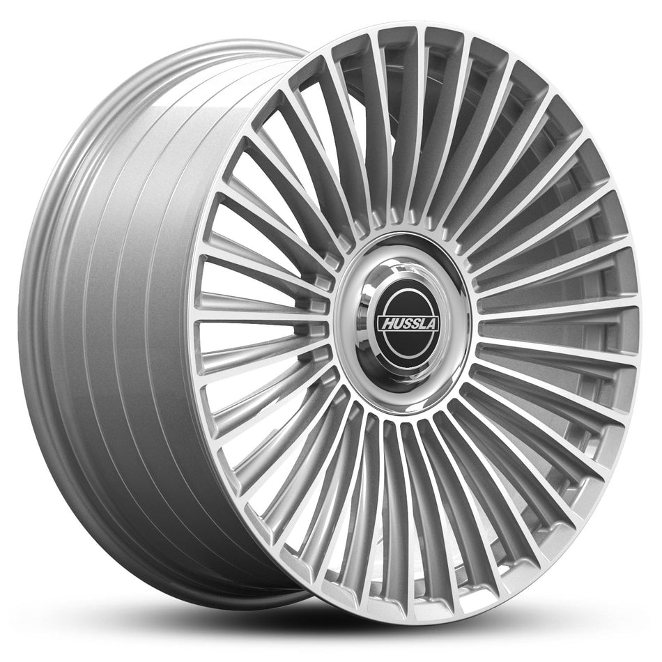 HUSSLA DUBAI WITH INFINITY FLOATING CAP 24X10 6X135/139.7 26 GLOSS SILVER MACHINED FACE
