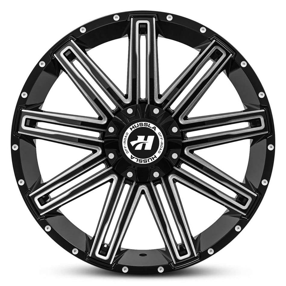 HUSSLA GAV 17X9 6X139.7 10 GLOSS BLACK MILLED