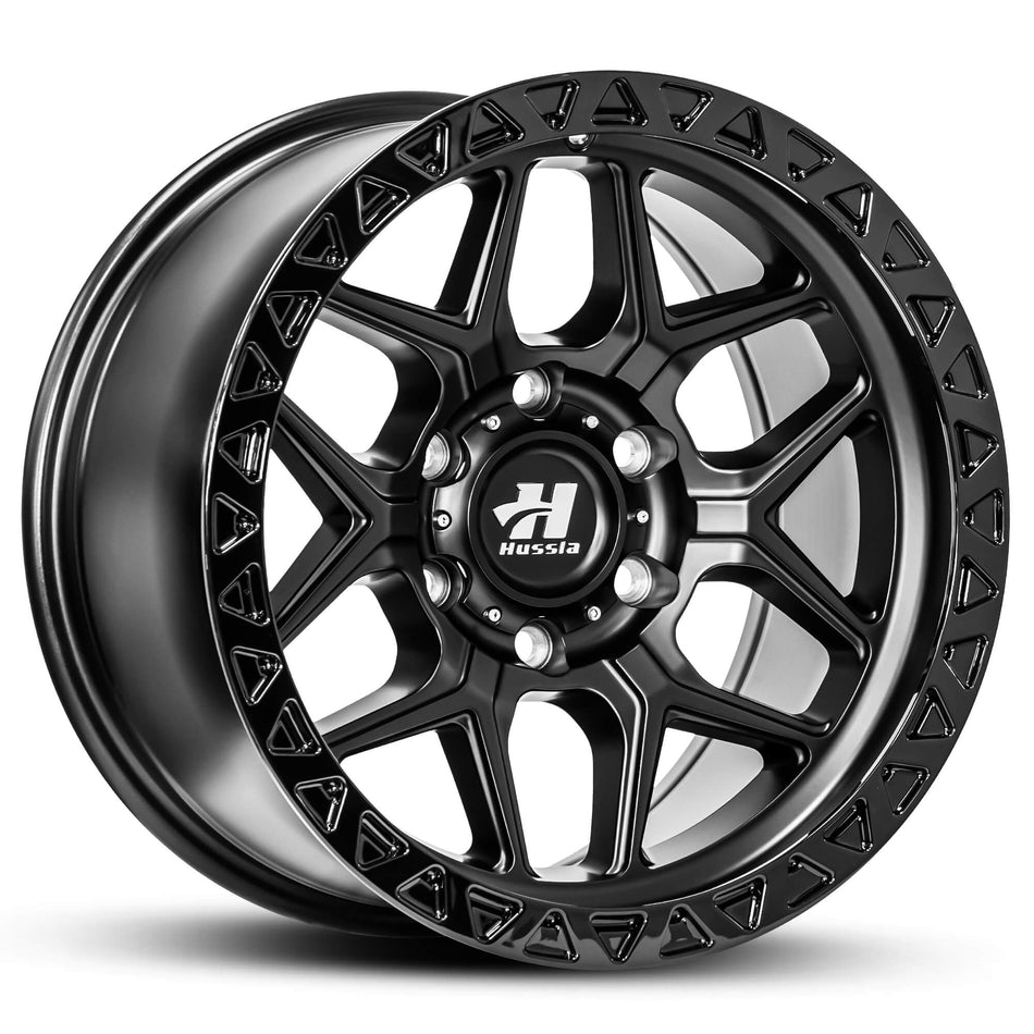HUSSLA GENERAL 17X9 6X139.7 01 SATIN BLACK GLOSS BLACK LIP