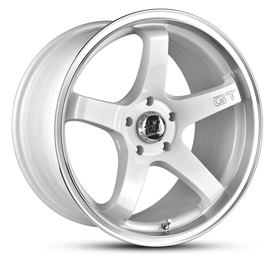 HUSSLA GT 17X7 5X100/114.3 40 GLOSS WHITE MACHINED LIP