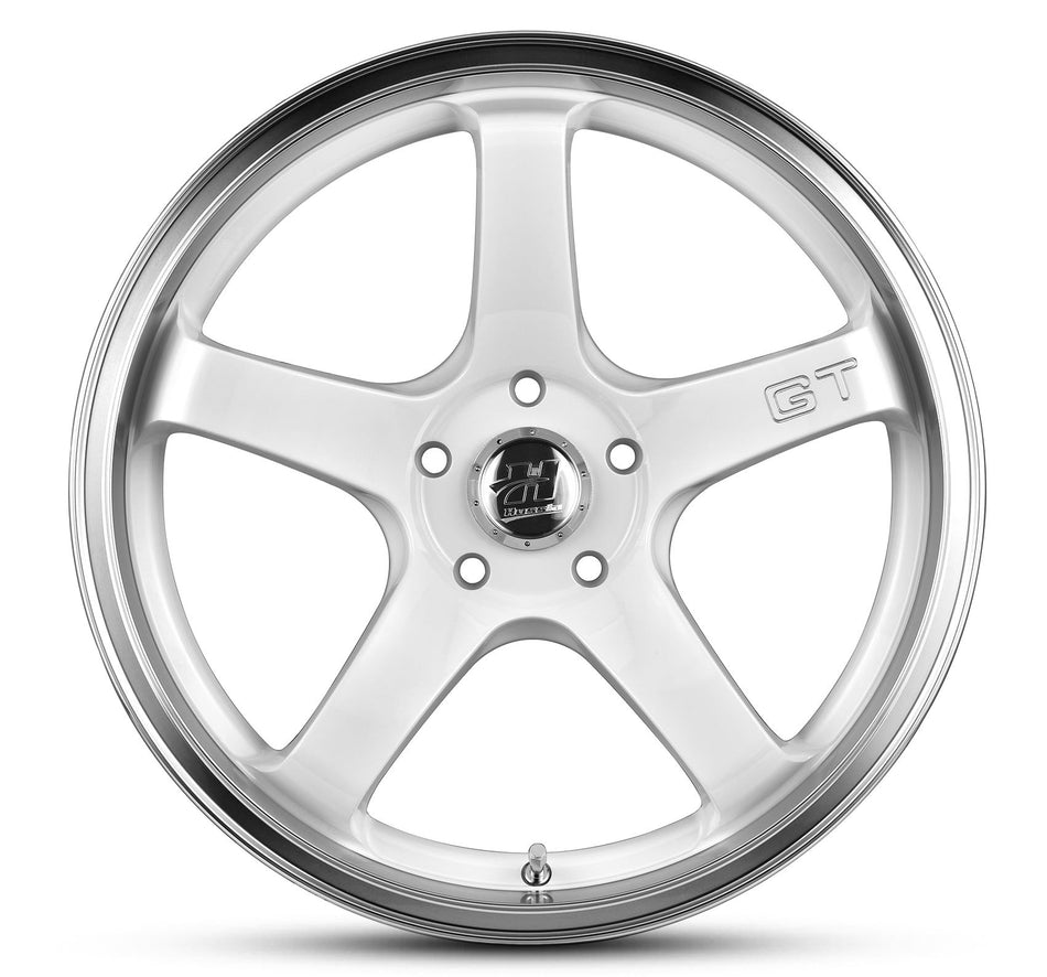 HUSSLA GT 17X7 5X100/114.3 40 GLOSS WHITE MACHINED LIP