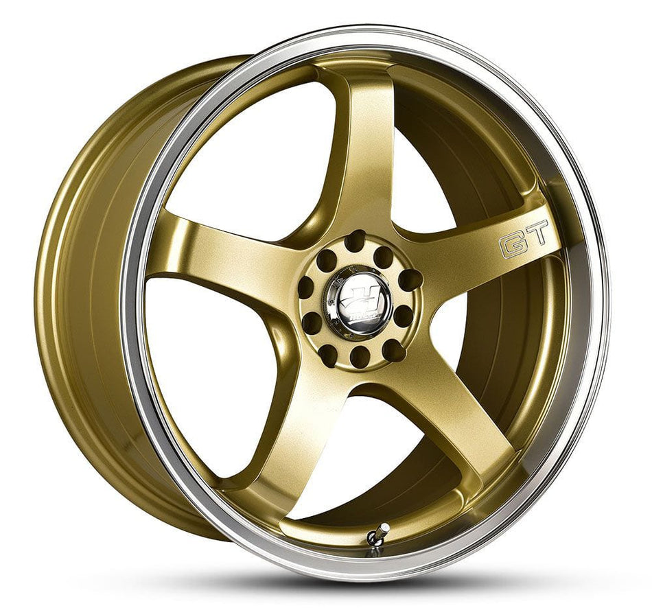 HUSSLA GT 17X7 5X114.3 15 GOLD MACHINED LIP