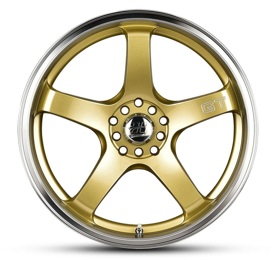 HUSSLA GT 17X7 5X114.3 15 GOLD MACHINED LIP