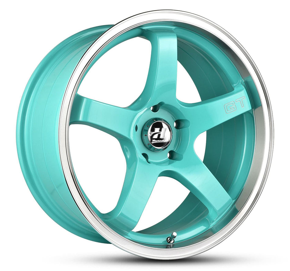 HUSSLA GT 17X7 4X100/114.3 40 TIFFANY BLUE MACHINED LIP