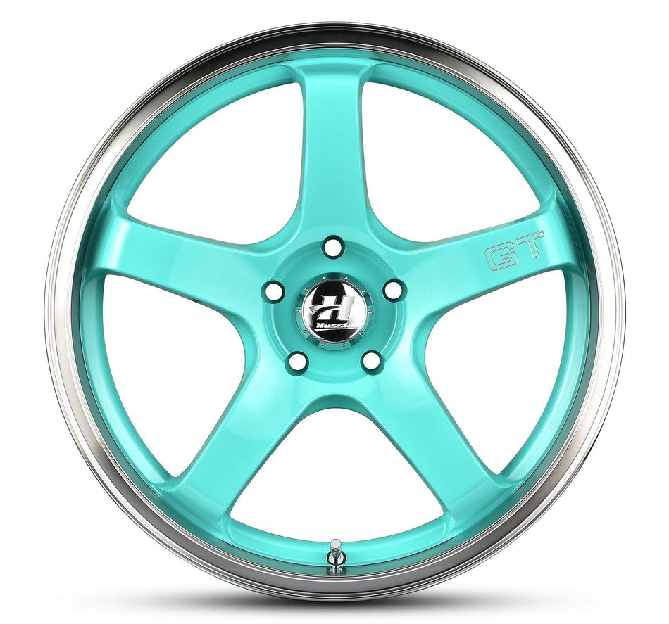 HUSSLA GT 17X7 4X100/114.3 40 TIFFANY BLUE MACHINED LIP
