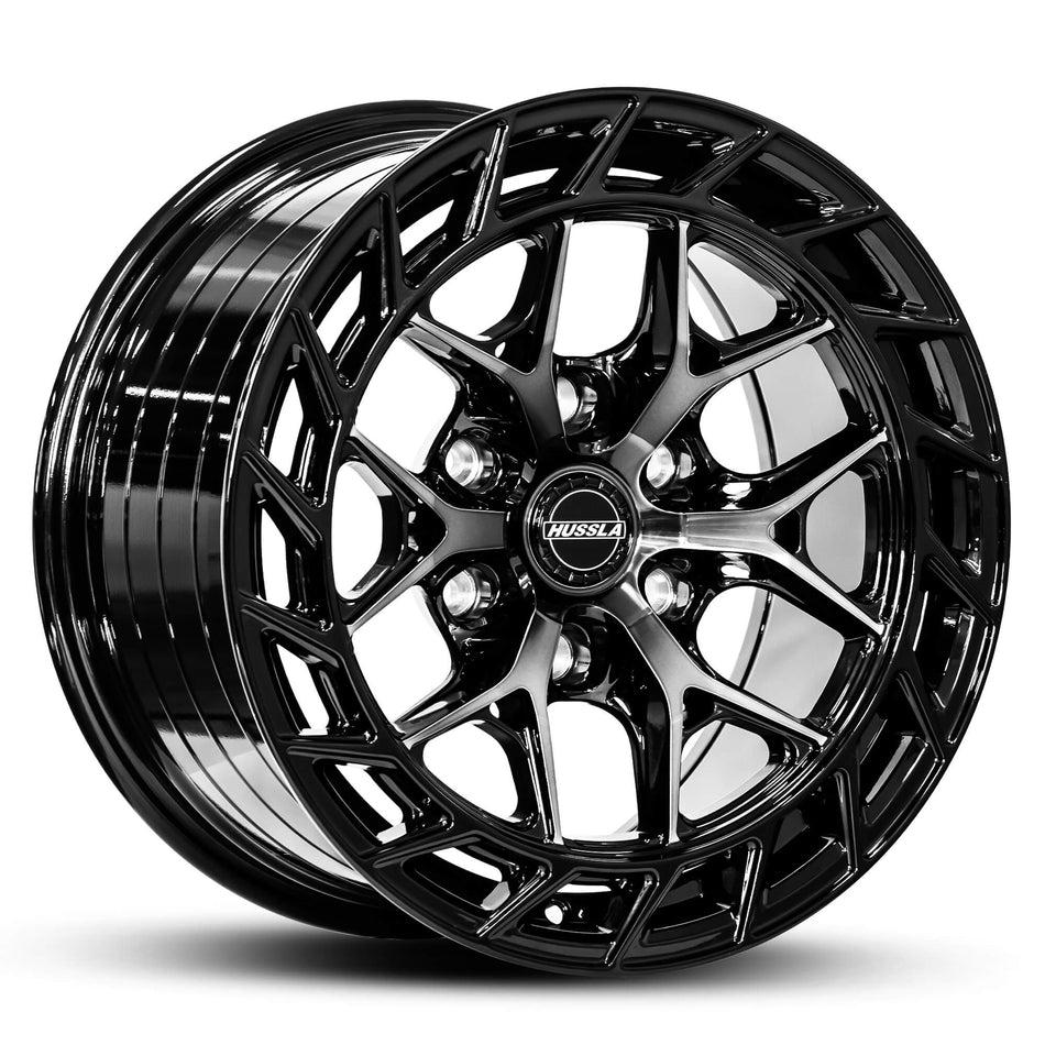 HUSSLA GUNNER 17X9.0 adjustable(6X114.3-6X130) FLAT PAD 15  DIAMOND TINT FACE BLACK LIP