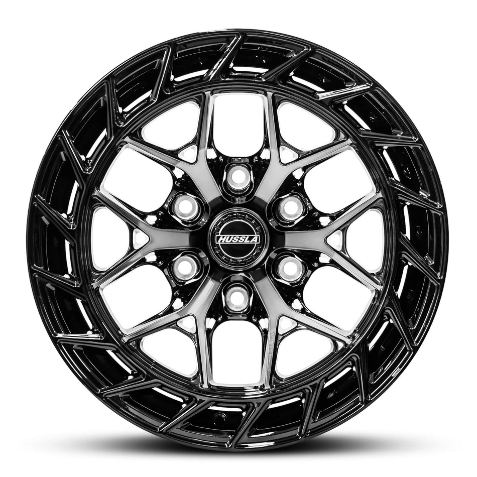 HUSSLA GUNNER 17X9.0 adjustable(6X114.3-6X130) FLAT PAD 15  DIAMOND TINT FACE BLACK LIP