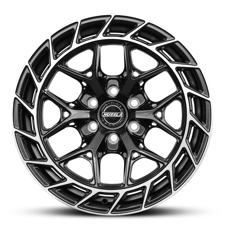 HUSSLA GUNNER 20X9.0 6X139.7 25  SATIN BLACK POLISHED LIP