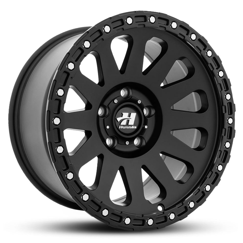 HUSSLA HARDROCK 17X9 5X127 -12 MATTE BLACK CHROME BOLTS