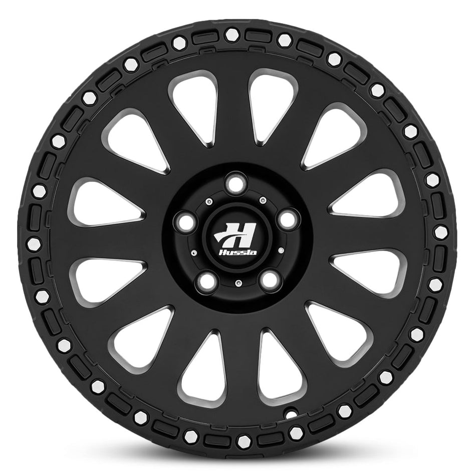 HUSSLA HARDROCK 17X9 5X127 -12 MATTE BLACK CHROME BOLTS