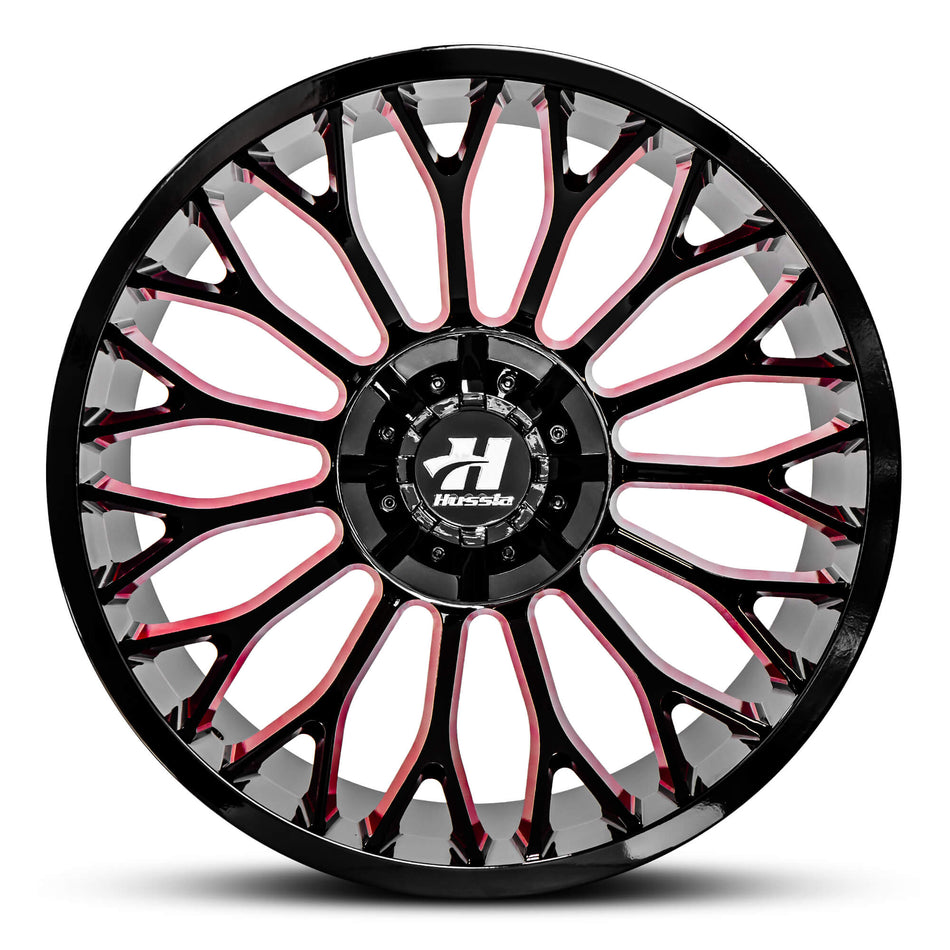HUSSLA HYBRID 22X12 5X127 -44 GLOSS BLACK 313 BLOOD RED