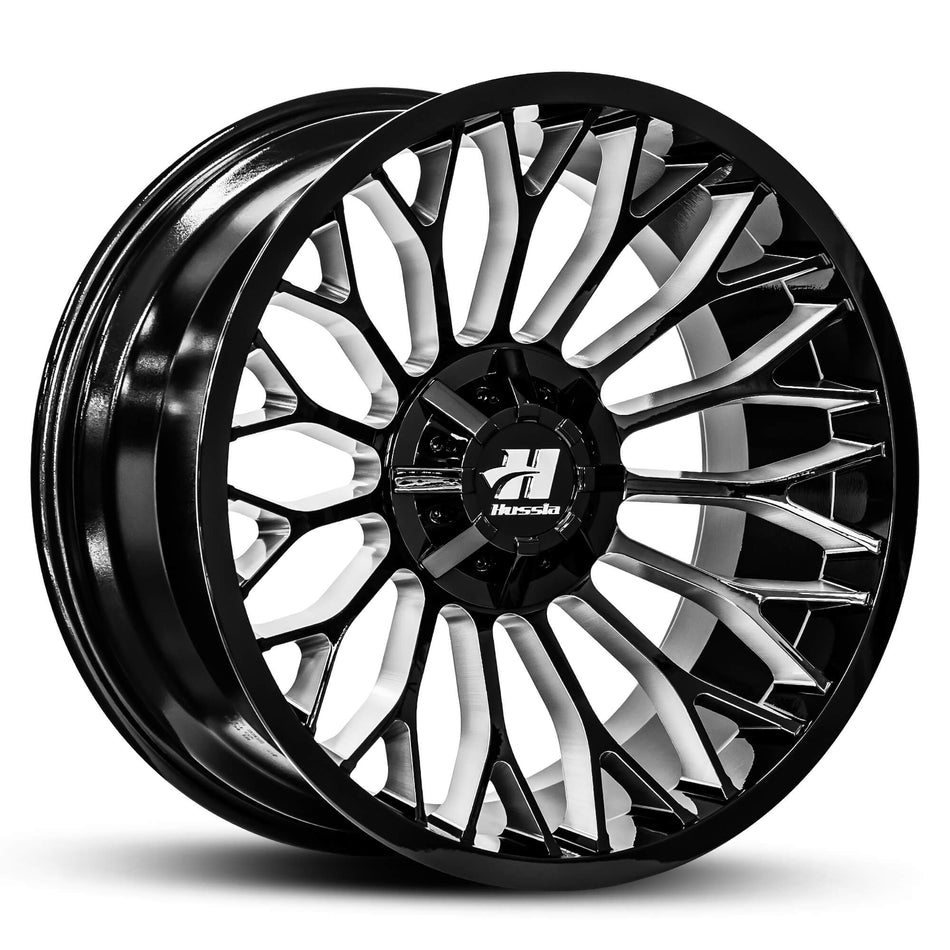 HUSSLA HYBRID 22X10 adjustable -18 GLOSS BLACK DIAMOND MILLED