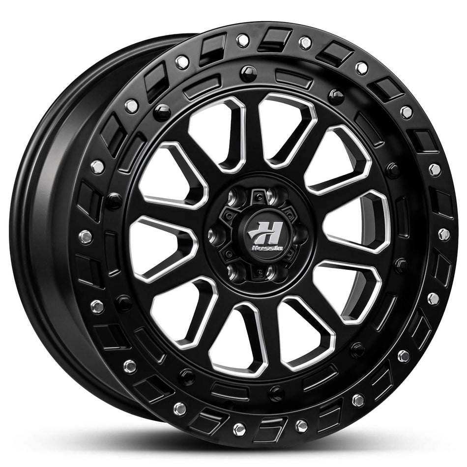 HUSSLA INVADOR 20X9 6X139.7 10 MATTE BLACK MILLED SPOKES CHROME BOLTS
