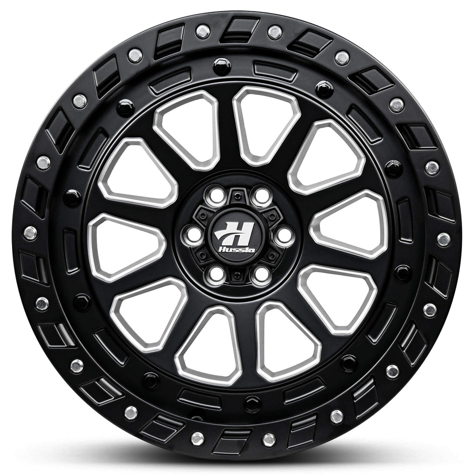 HUSSLA INVADOR 20X9 6X139.7 10 MATTE BLACK MILLED SPOKES CHROME BOLTS