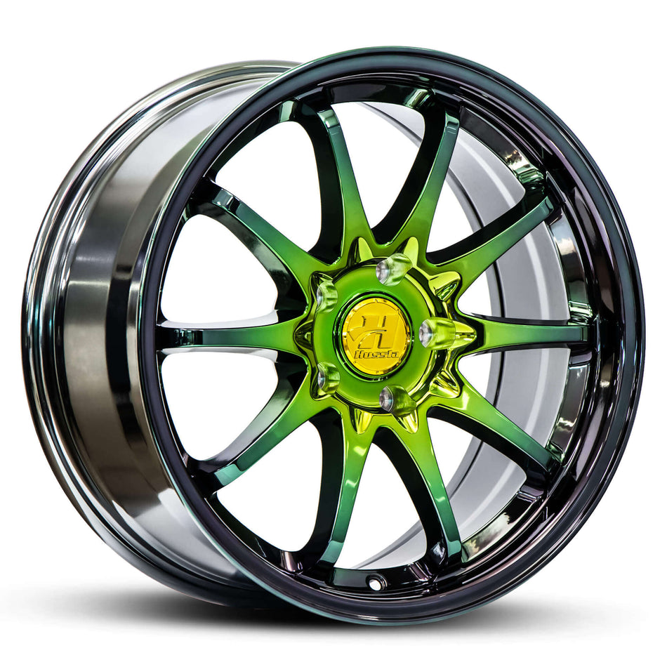 HUSSLA JDM 17X7.5 adjustable 15 TOXIC GREEN