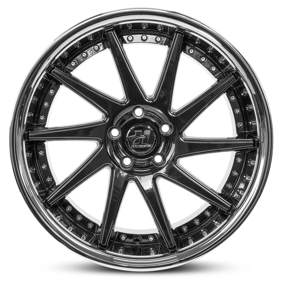 HUSSLA MAZ 18X8.5 5X127 40 GLOSS BLACK CHROME LIP