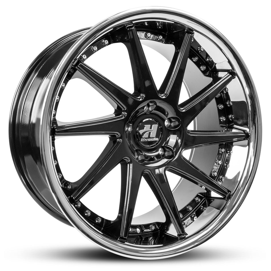 HUSSLA MAZ 18X8.5 5X127 40 GLOSS BLACK CHROME LIP