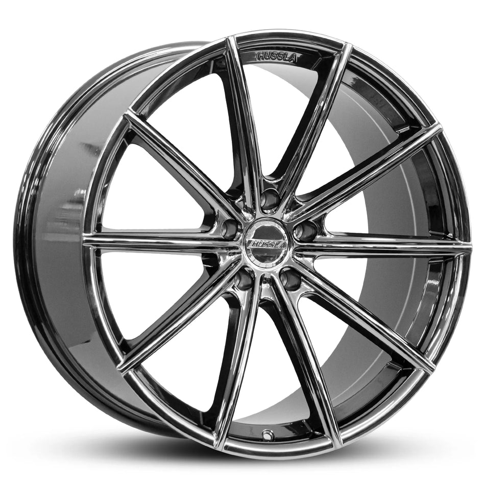 HUSSLA MOZ 22X10.5 adjustable 15 BLACK CHROME  - SOAP AND WATER MAINTENANCE ONLY