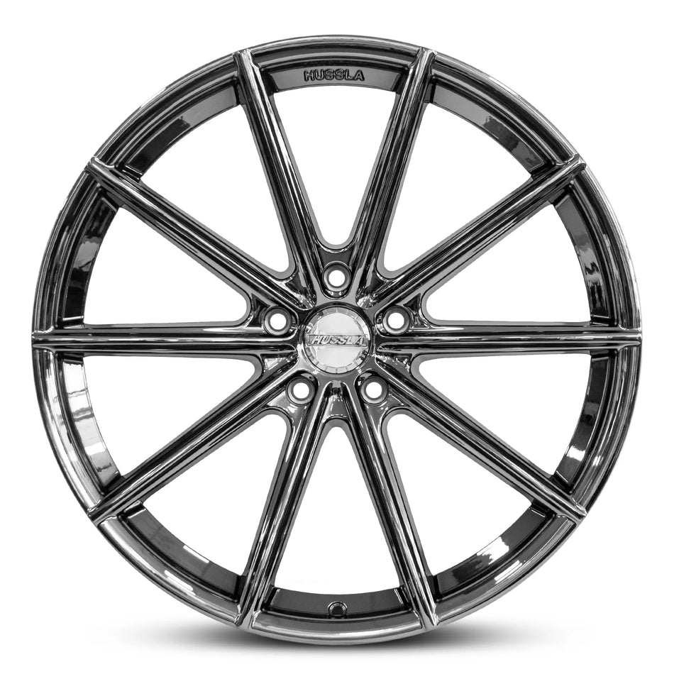 HUSSLA MOZ 22X10.5 adjustable 15 BLACK CHROME  - SOAP AND WATER MAINTENANCE ONLY