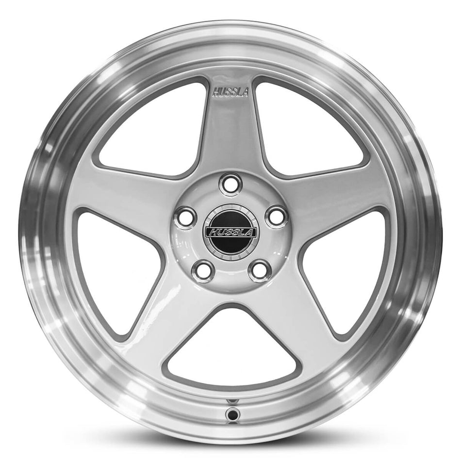 HUSSLA NUR SPEC 18X8.5 5x114.3 40 BRIGHT SILVER POLISHED LIP
