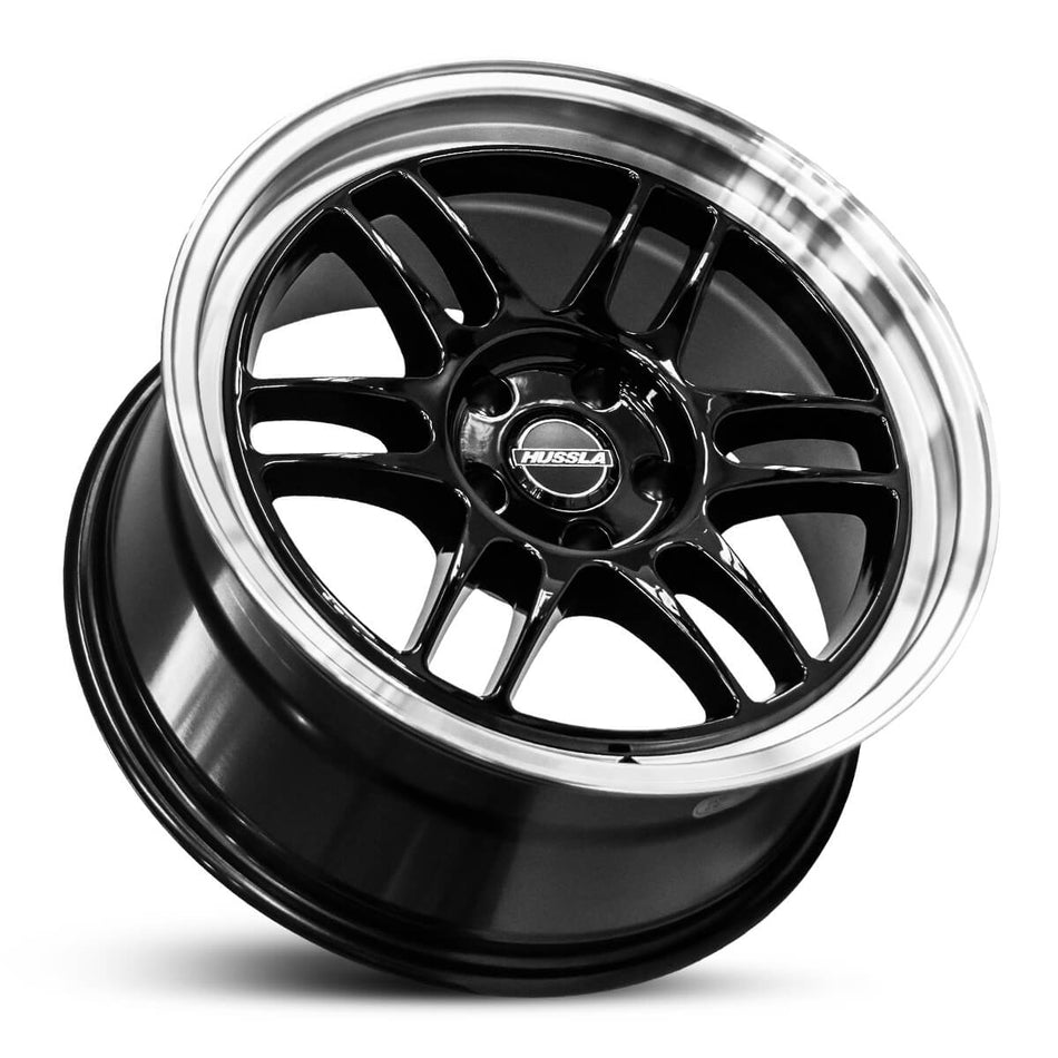 HUSSLA RACE SPEC 18X8.5 5x114.3 40 GLOSS BLACK POLISHED LIP