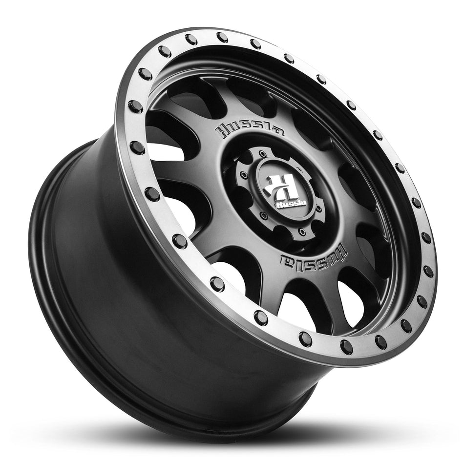 HUSSLA RAPTOR 17X9 6X114.3 20 MATTE BLACK DARK TINT LIP BLACK BOLTS