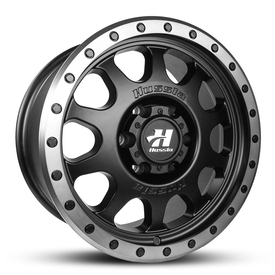 HUSSLA RAPTOR 17X9 6X114.3 20 MATTE BLACK DARK TINT LIP BLACK BOLTS