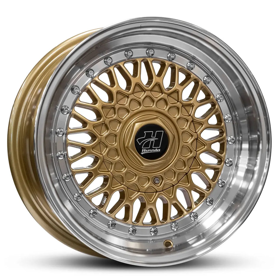 HUSSLA RETRO 16x7 4x100/114.3 30 GOLD POLISHED LIP