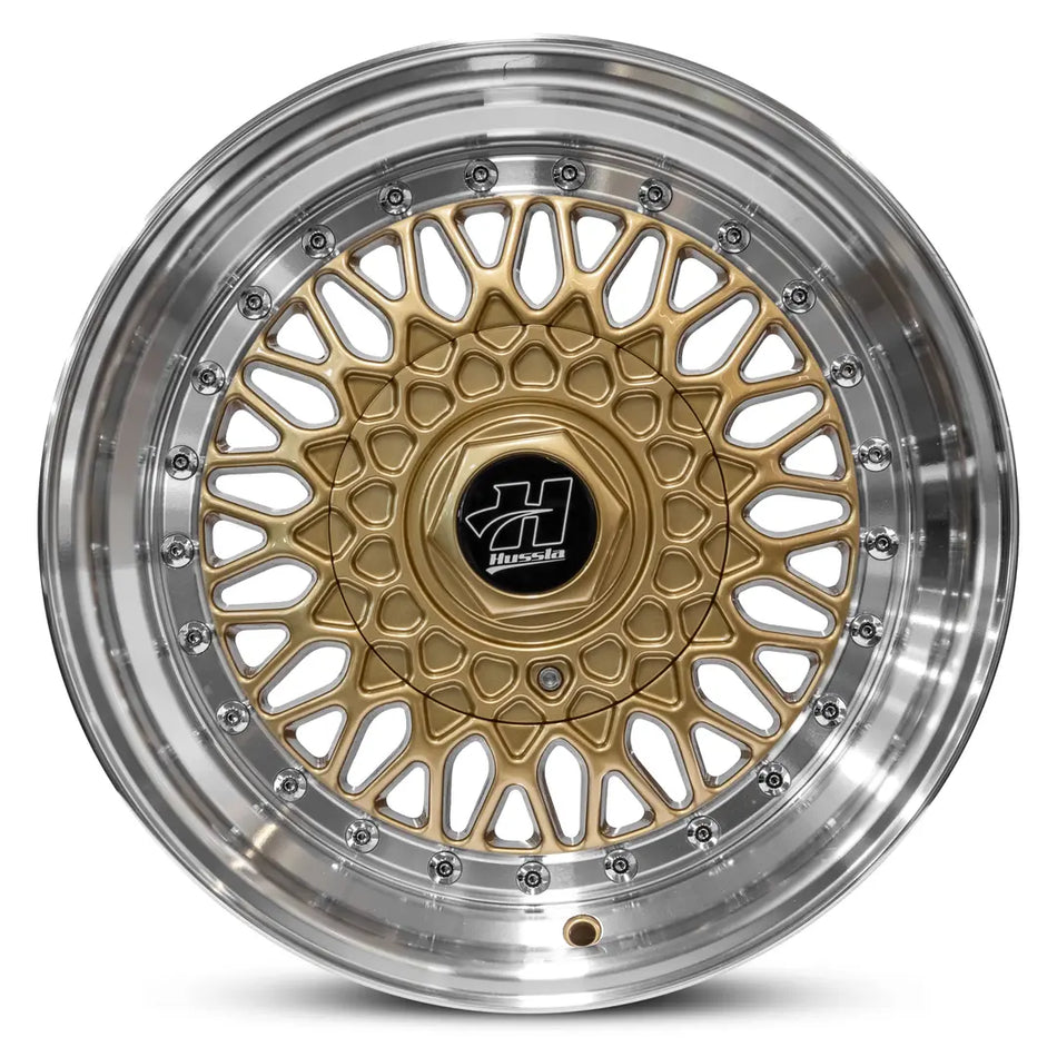 HUSSLA RETRO 16x7 4x100/114.3 30 GOLD POLISHED LIP
