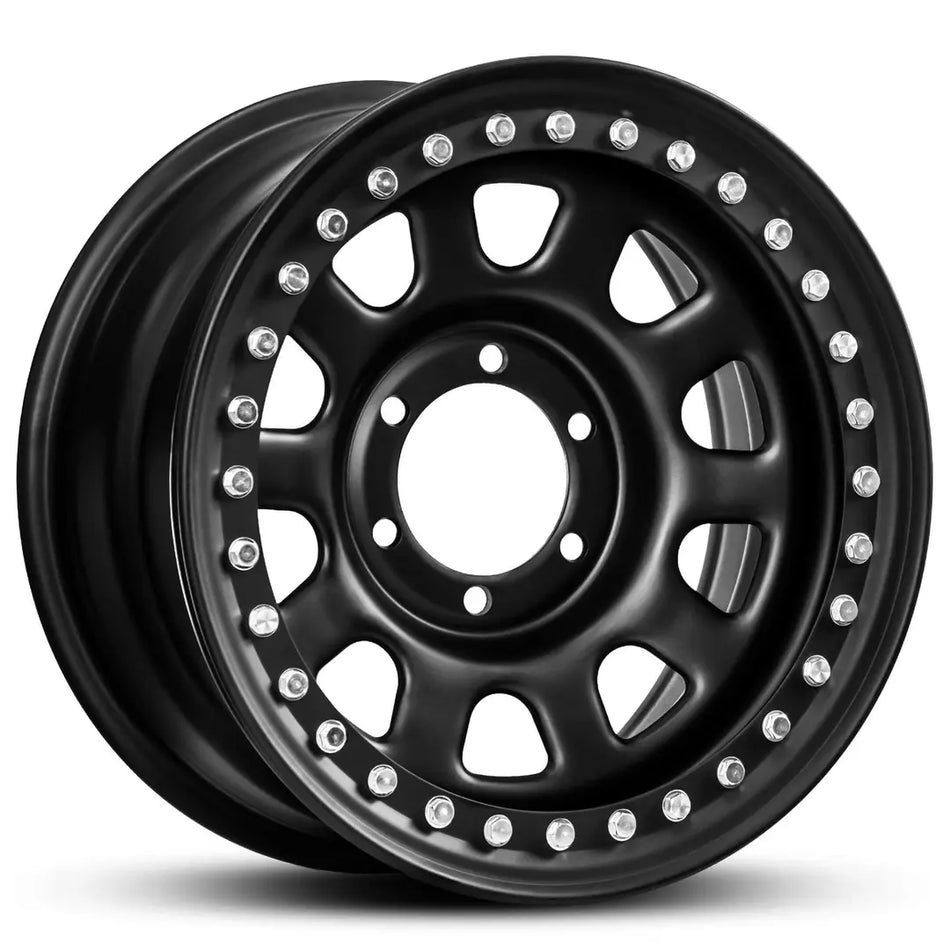 REVOLUTION STEEL WHEEL 16X8 6X114.3 10 MATTE BLACK CH BOLTS 66.1 -4 BOLTS MUST BE TIGHTENED ON LIP