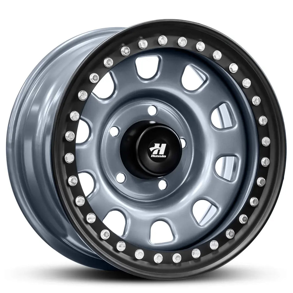 REVOLUTION STEEL WHEEL 17X8 6X139.7 10 MATTE GREY BLK BOLTS 110.1 -4 BOLTS MUST BE TIGHTENED ON LIP