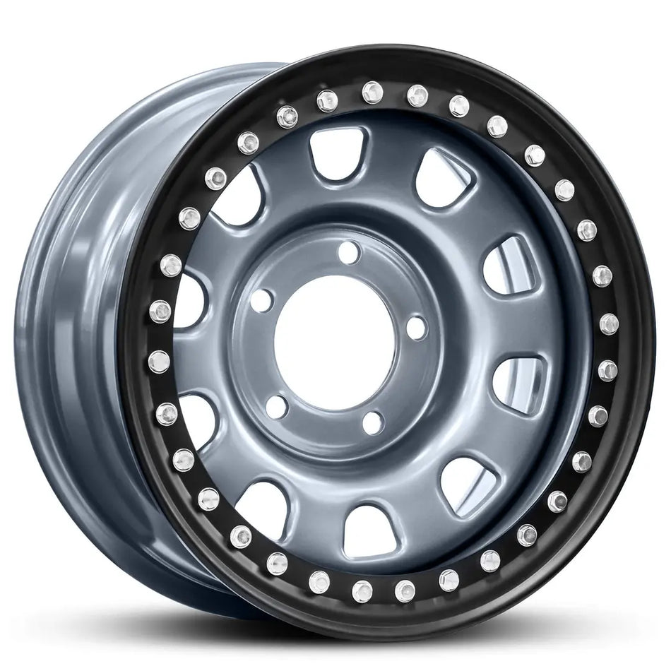 REVOLUTION STEEL WHEEL 17X8 6X139.7 10 MATTE GREY BLK BOLTS 110.1 -4 BOLTS MUST BE TIGHTENED ON LIP