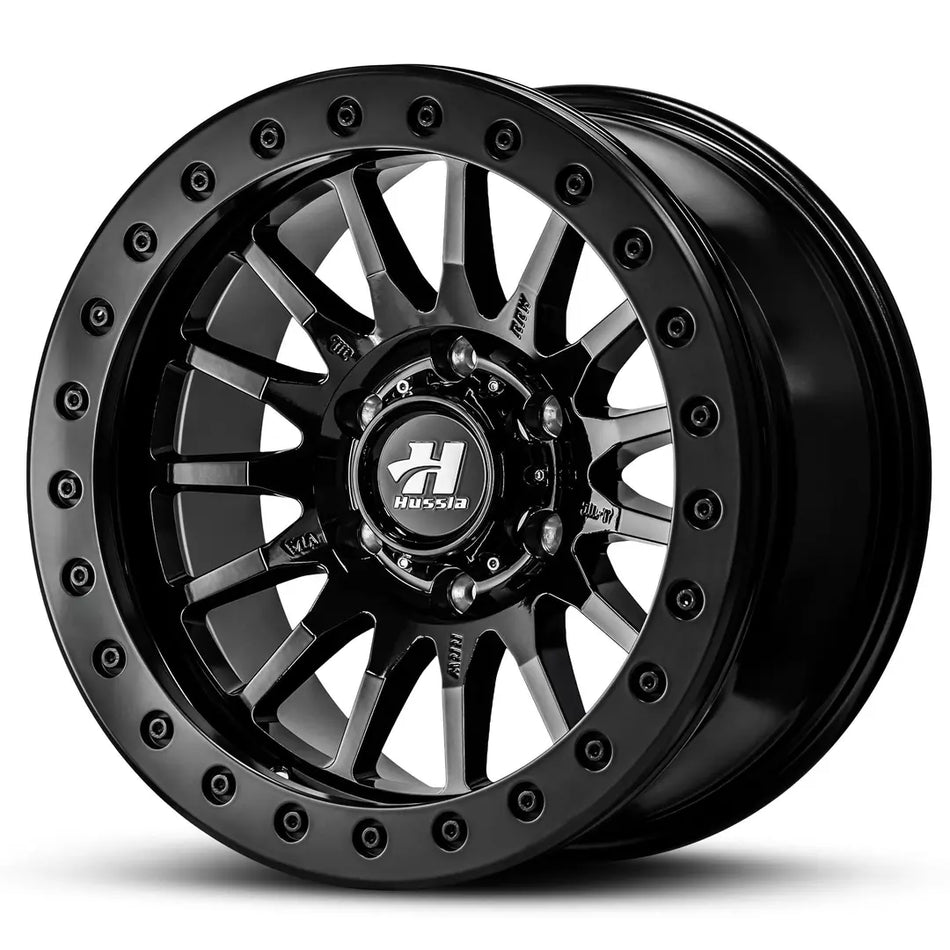HUSSLA RIDGE BEADLOCK 17X8 6X139.7 5 GLOSS BLACK WITH MATTE BLACK RING BLK BLTS