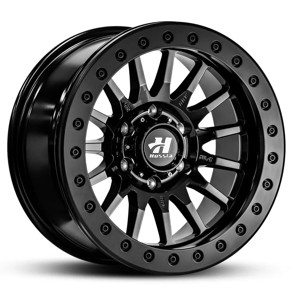 HUSSLA RIDGE BEADLOCK 17X8 6X139.7 5 GLOSS BLACK WITH MATTE BLACK RING BLK BLTS