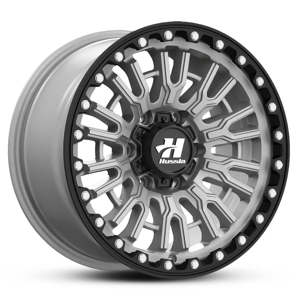 HUSSLA SNYPER 16X9 6X114.3 10 MATTE GREY CENTRE BLACK LIP CHROME BOLTS