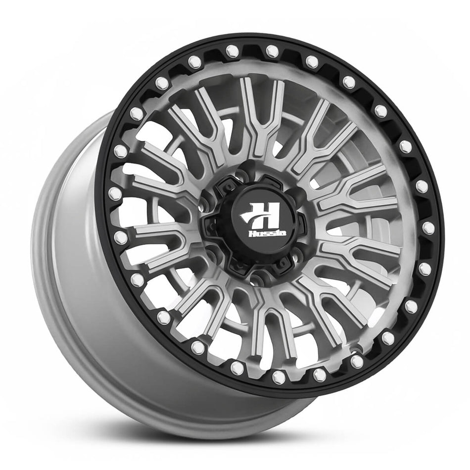 HUSSLA SNYPER 16X9 6X114.3 10 MATTE GREY CENTRE BLACK LIP CHROME BOLTS