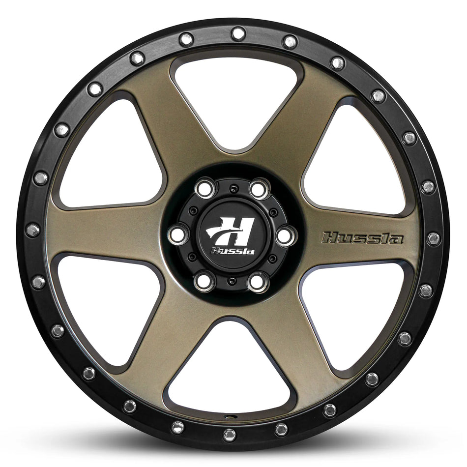 HUSSLA SPITFIRE 17X9 6X114.3 20 MATTE BRONZE CENTRE BLACK LIP CHROME BOLTS
